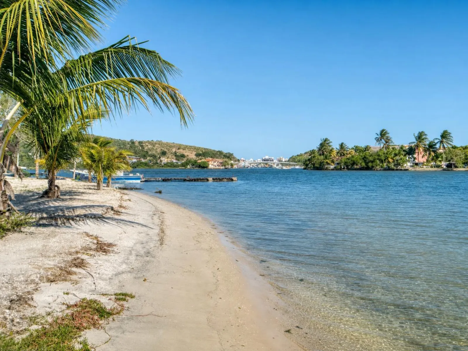 Acesso exclusivo à praia com coqueiro na Casa Mares